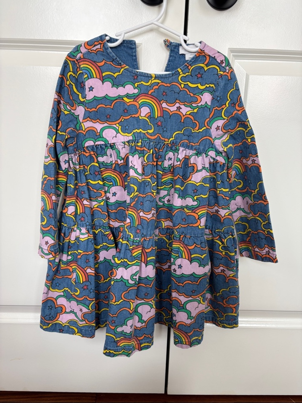 Stella McCartney Girls Blue Pink Rainbow Cloud Print Dress